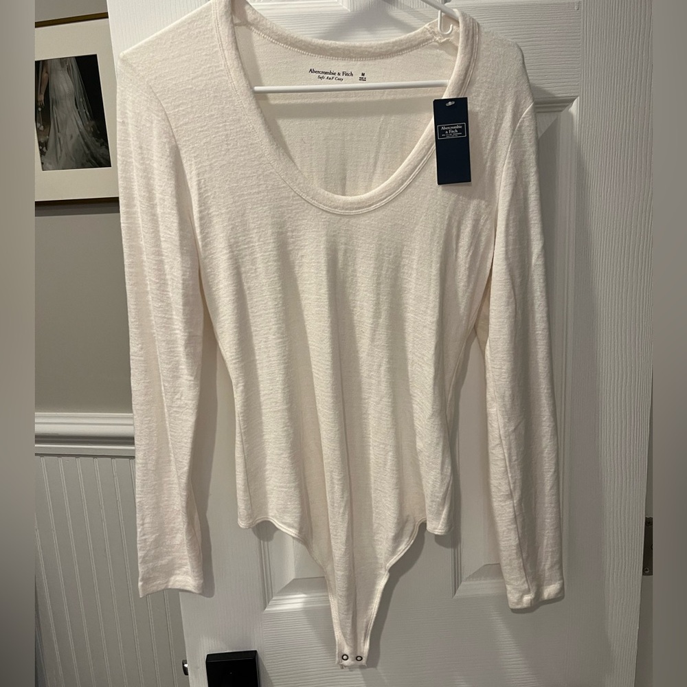 Abercrombie Soft A&F Cozy Long Sleeve Bodysuit - Cream - NWT